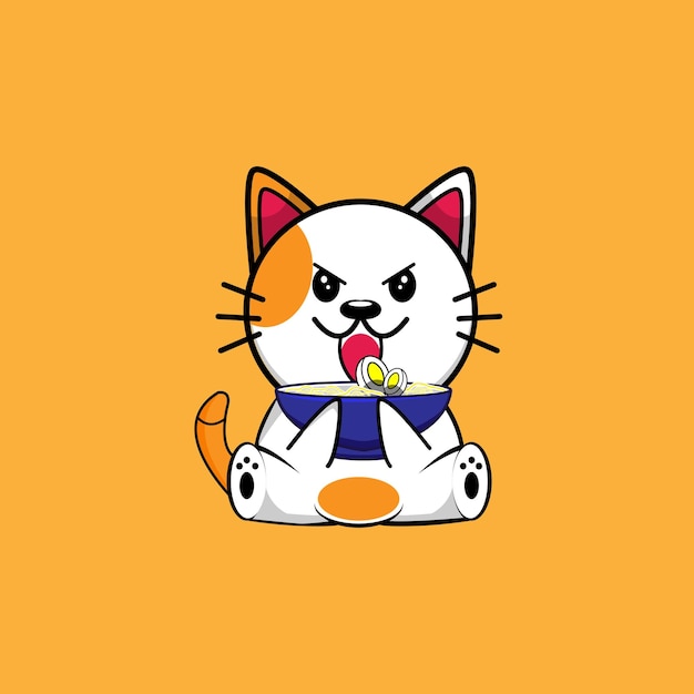 Cute cat cartoon icon illustration