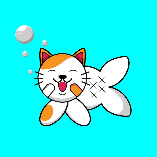 Cute cat cartoon icon illustration