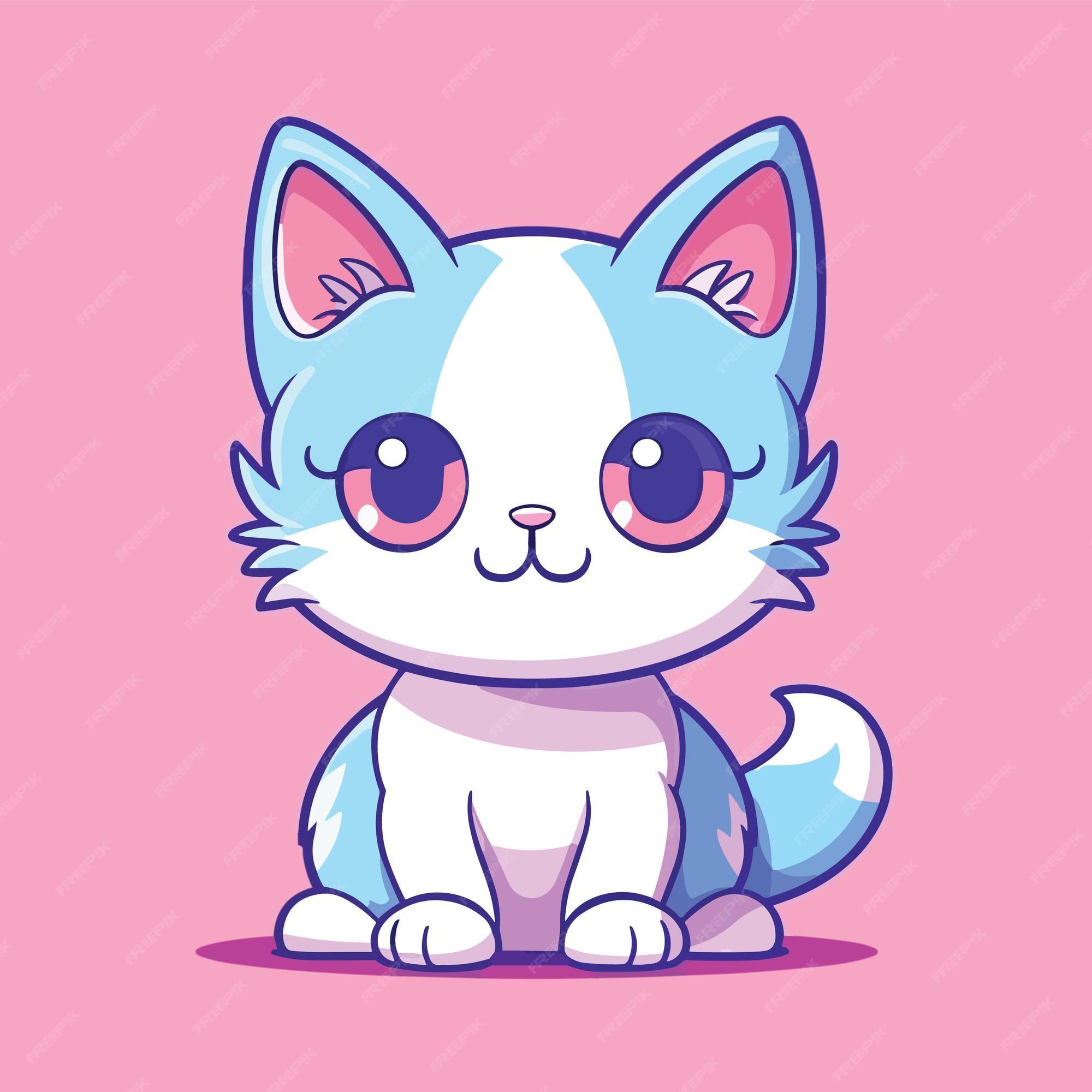 Premium Vector  Anime kitty a cute kawaii cartoon cat icon in