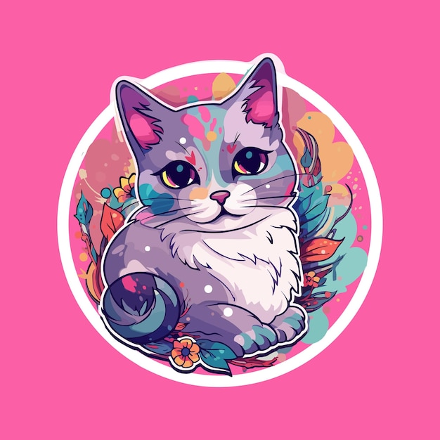 Cute cat cartoon illustration animal nature concept isolated flat cartoon style generat ai