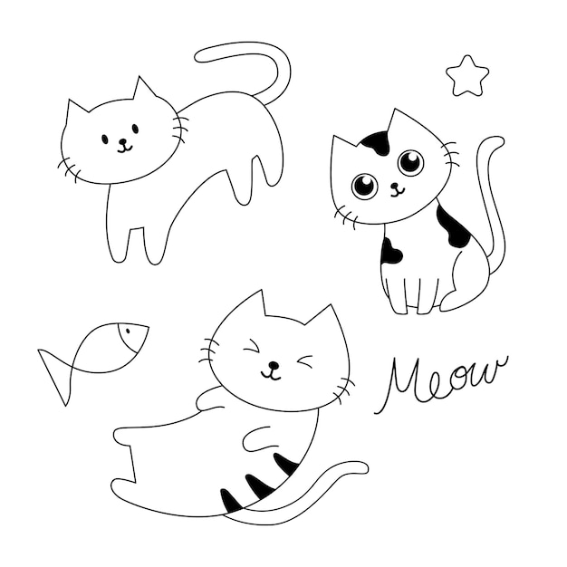 Cute cat cartoon for illustration kids element