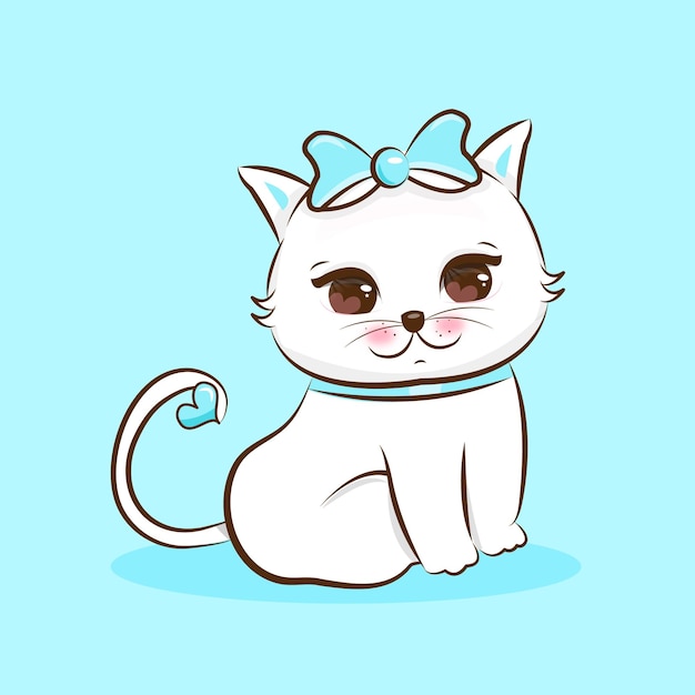 Cute cat cartoon illustration premium vector