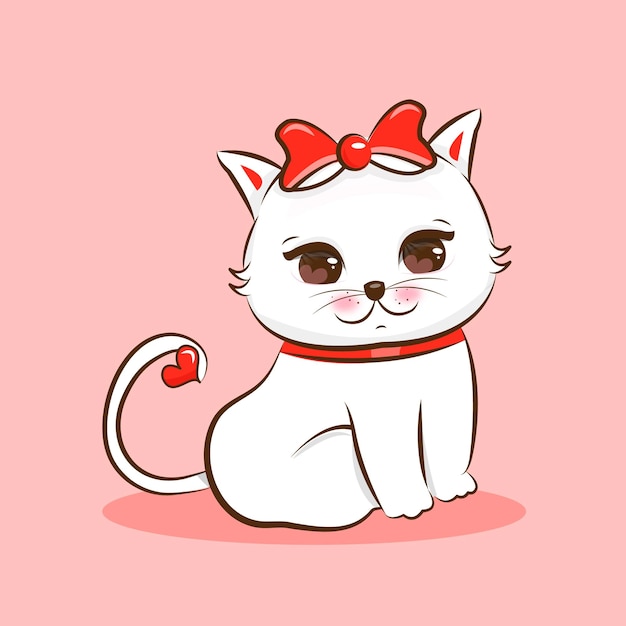 Cute cat cartoon illustration premium vector