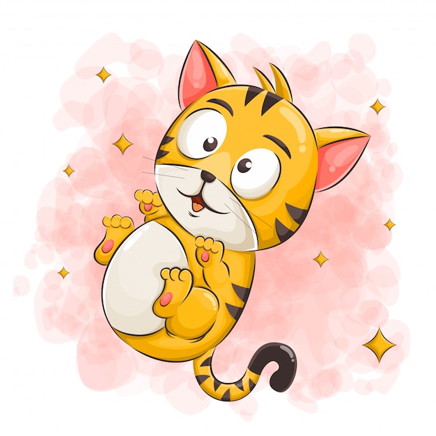 Cute cat cartoon  illustration