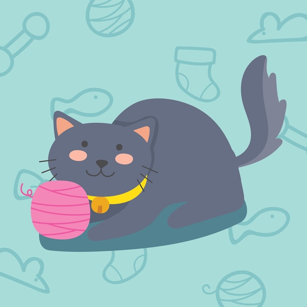 Vector cute cat cartoon illustration