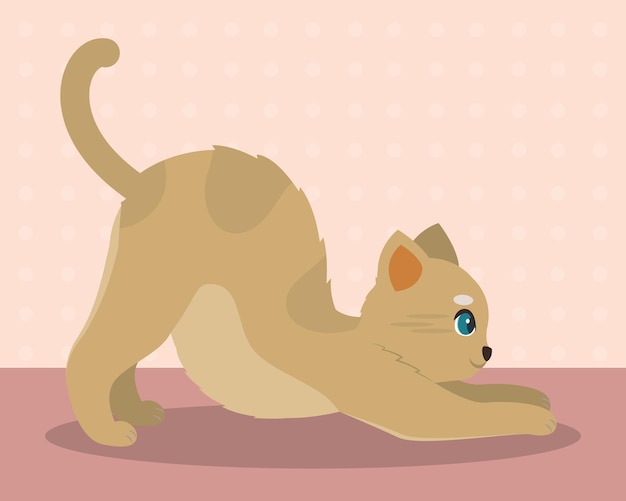 Vettore cartoon del gatto carino kawaii vector