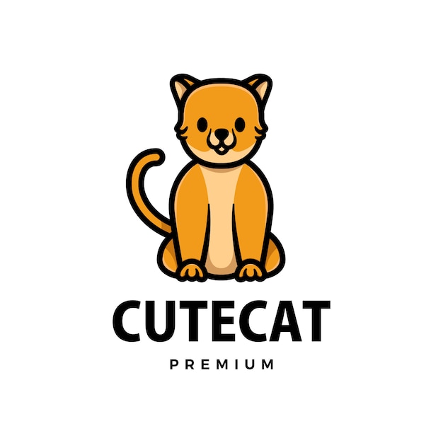 Cute cat cartoon logo  icon illustration