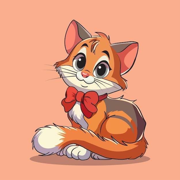 オレンジ色の可愛い猫のアニメーションと分離された層