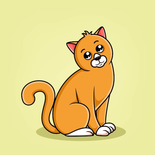 Cute cat cartoon sitting illustration