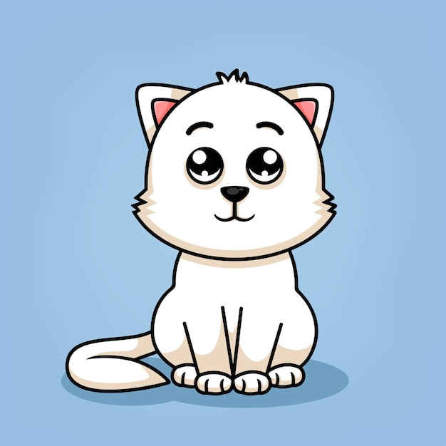 かわいい猫の漫画の座っているイラスト