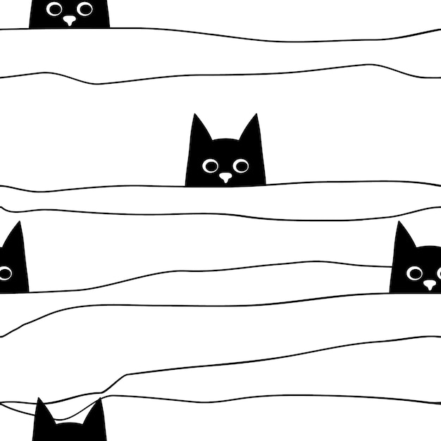 Cute Cat Cartoon Vector Seamless Pattern