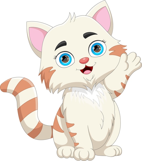 Vector cute cat cartoon waving