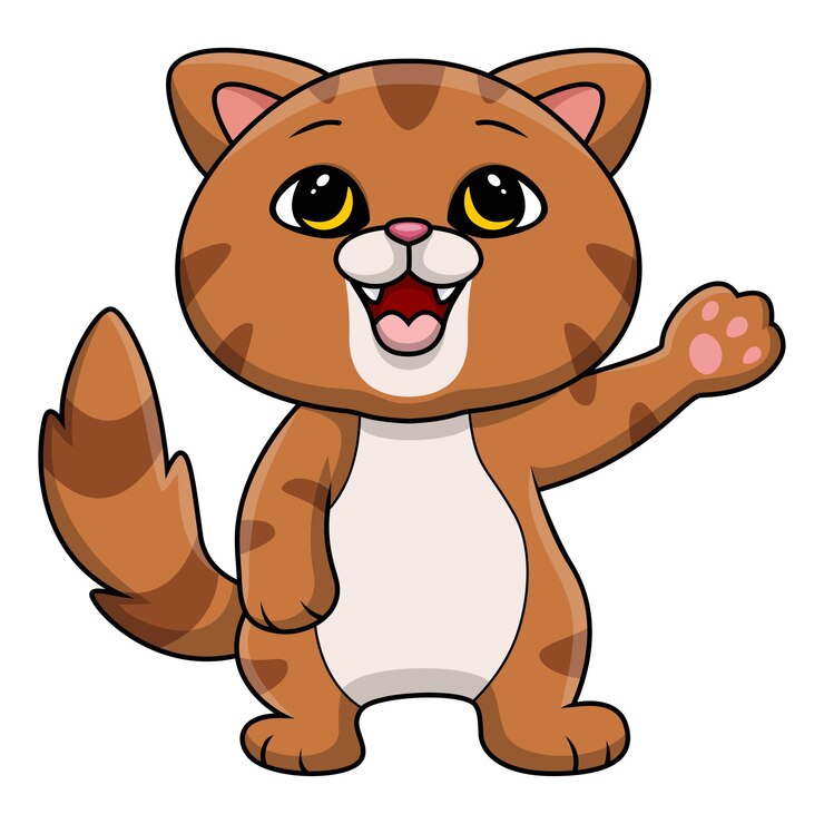 Мультфильм милый кот на белом фоне