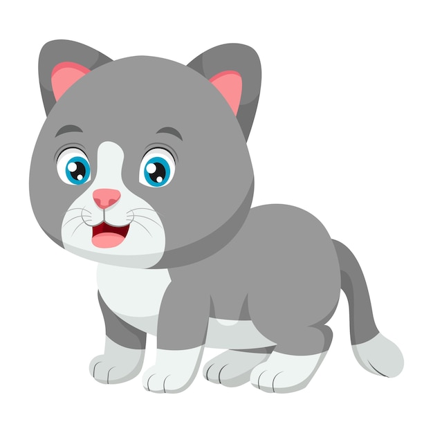 Cute cat cartoon on white background