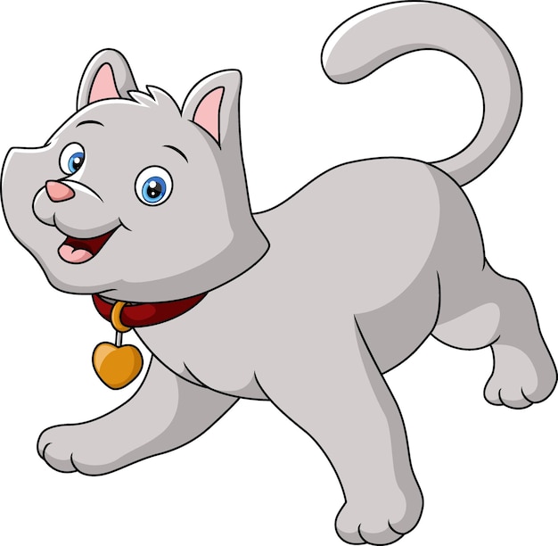 Cute cat cartoon on white background