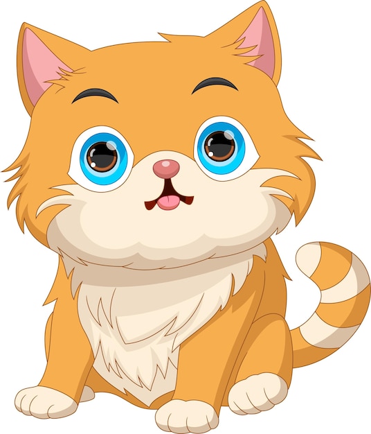 Vector cute cat cartoon on white background