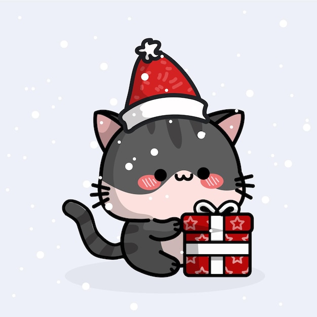 Cute Cat celebrating christmas
