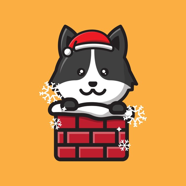 Vector cute cat celebrating christmas