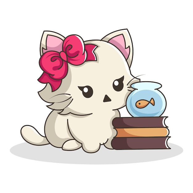 Cute cat character design illustration