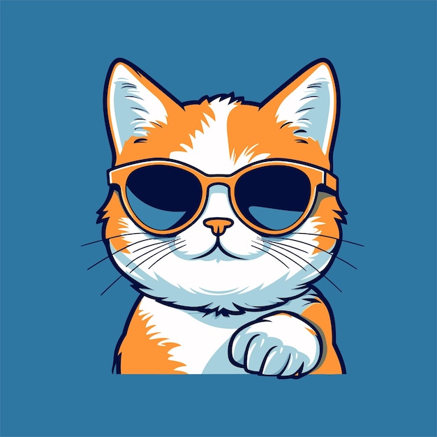 Cute cat character illustration cat wearing glass