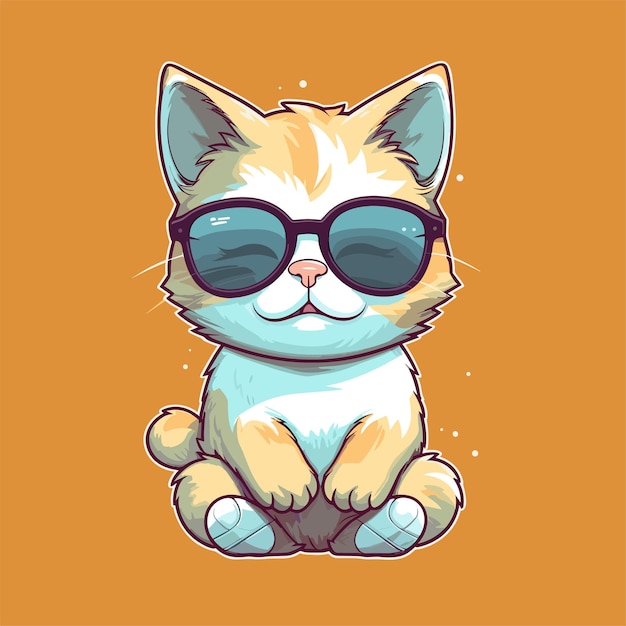 Illustrazione del personaggio simpatico gatto gatto che indossa vetro