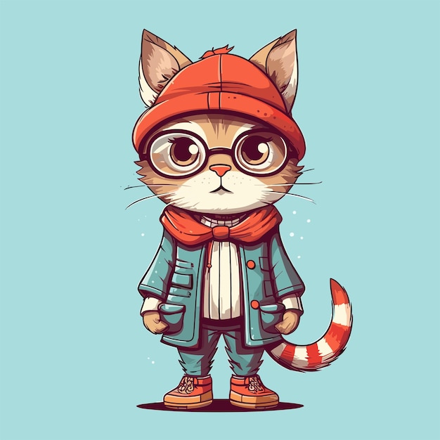 Premium Vector | Cute cat character illustration cat wearing jacket