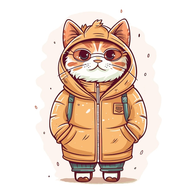 Premium Vector | Cute cat character illustration cat wearing jacket