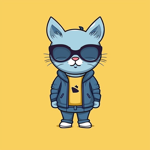 Cute cat character illustration cat wearing jacket