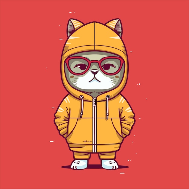 cute cat character illustration Cat wearing jacket