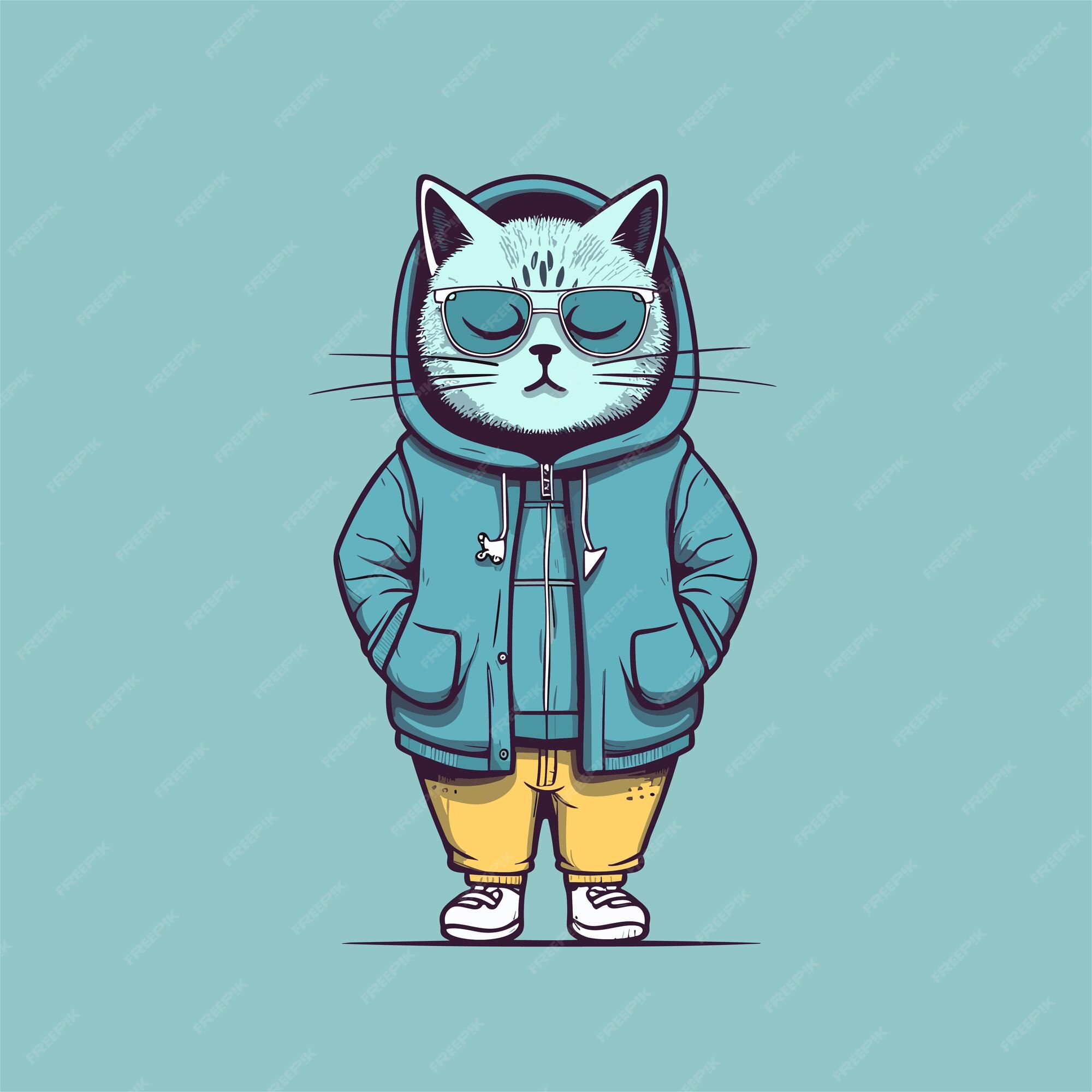 Premium Vector | Cute cat character illustration cat wearing jacket