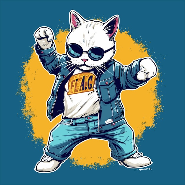 cute cat character illustration Cat wearing jacket