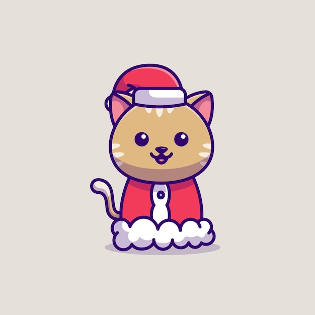 Vector cute cat christmas costume simple cartoon vector illustration christmas concept icon isolated