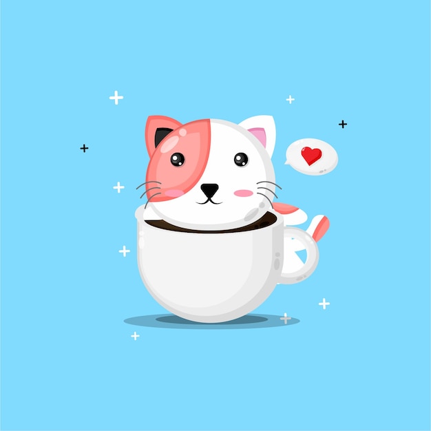 Cute cat on a coffee cup