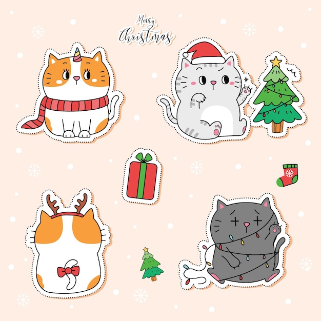 メリークリスマスのかわいい猫コレクション