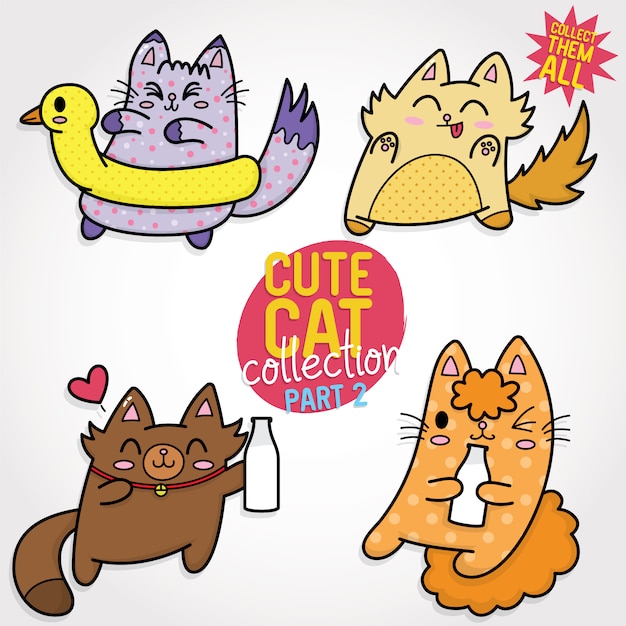 Vector cute cat collection part 2