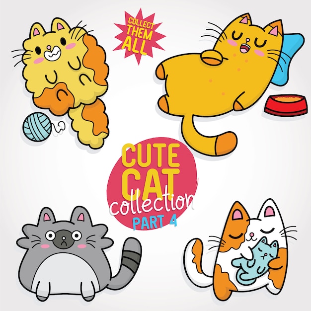 Vector cute cat collection