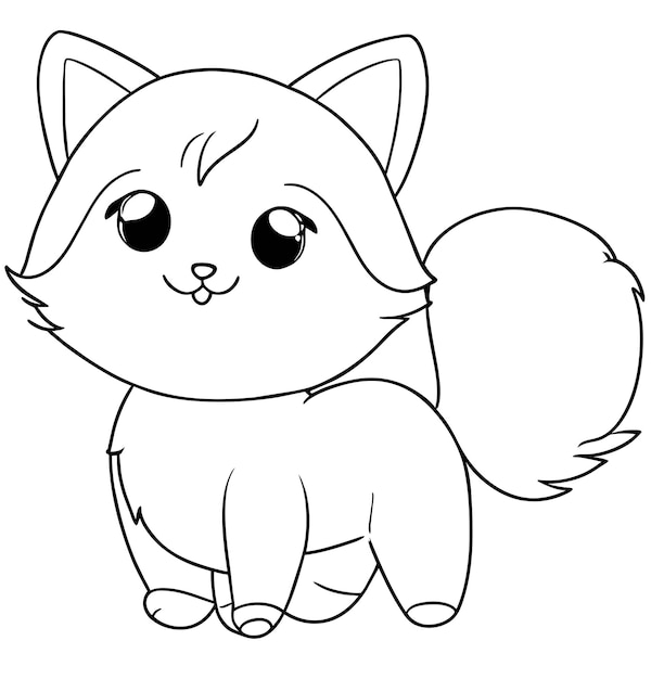 Cute Cat Coloring Page Vector