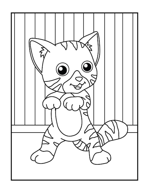 Cute Cat Coloring Pages For Kids coloring sheet