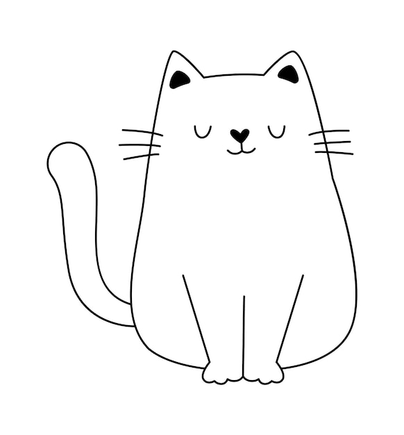 Vector cute cat contemporary line art element