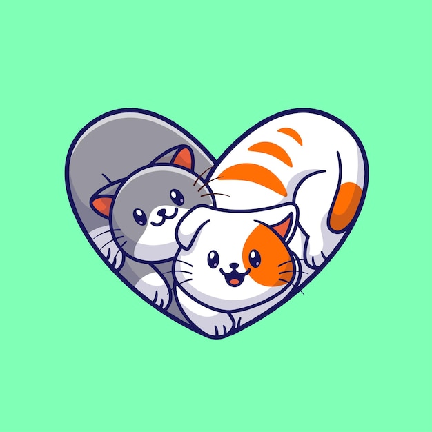 Cute Cat Love Cartoon Vector Icon Illustration. 4835439 Vector Art at  Vecteezy