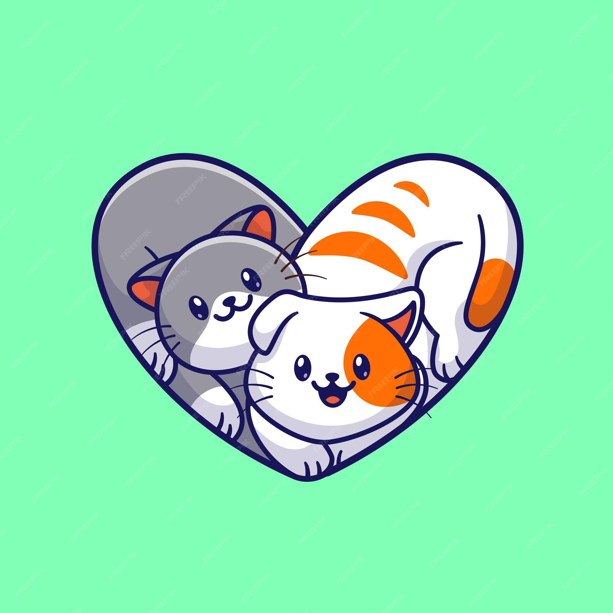 Premium Vector  Cute couple cat hug love cartoon vector icon illustration  animal nature icon concept isolated