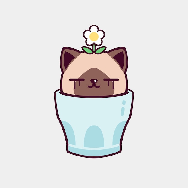 カップの中の可愛い猫のイラスト