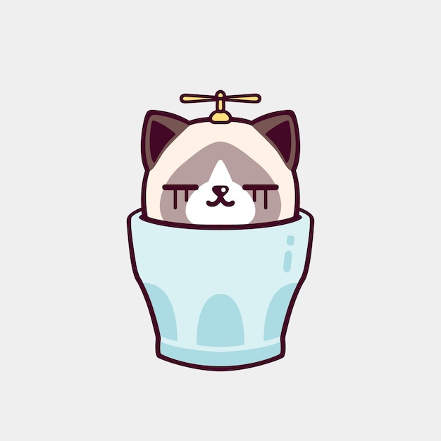 カップの中の可愛い猫のイラスト