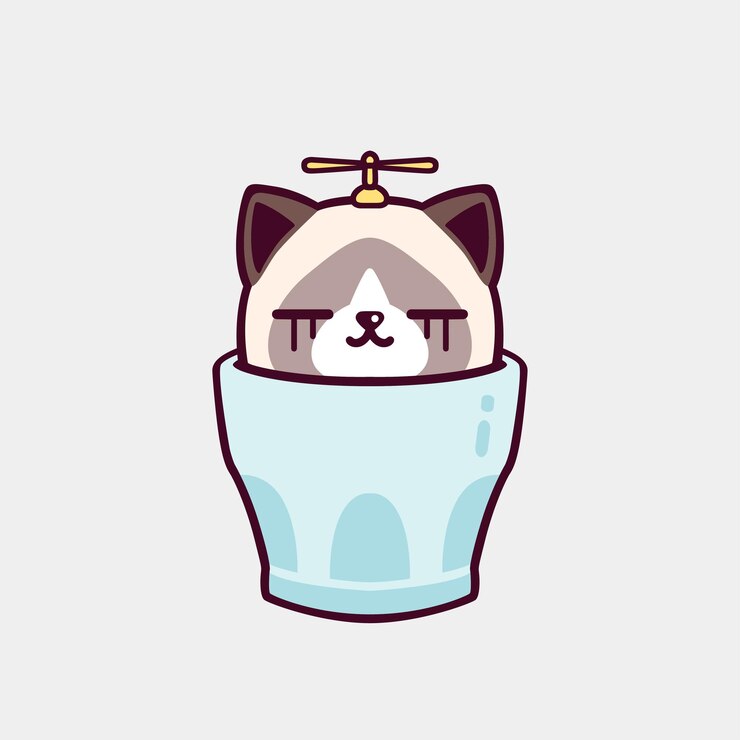 Vector カップの中の可愛い猫のイラスト