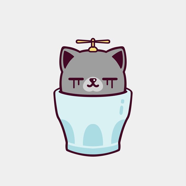 カップの中の可愛い猫のイラスト