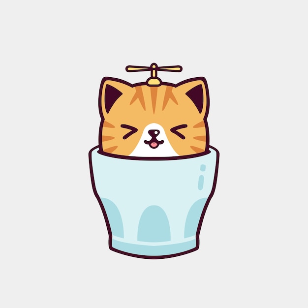 カップの中の可愛い猫のイラスト