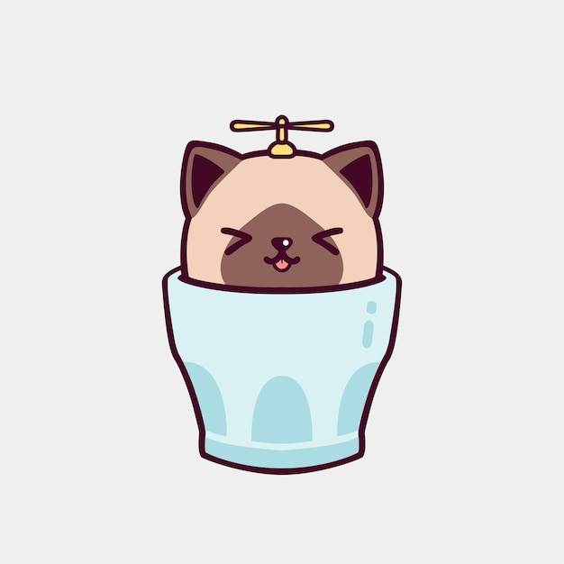 カップの中の可愛い猫のイラスト