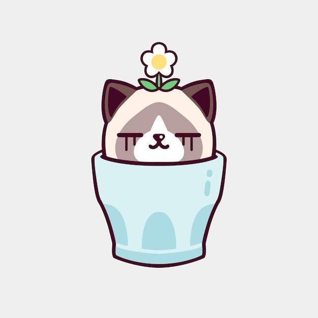 カップの中の可愛い猫のイラスト