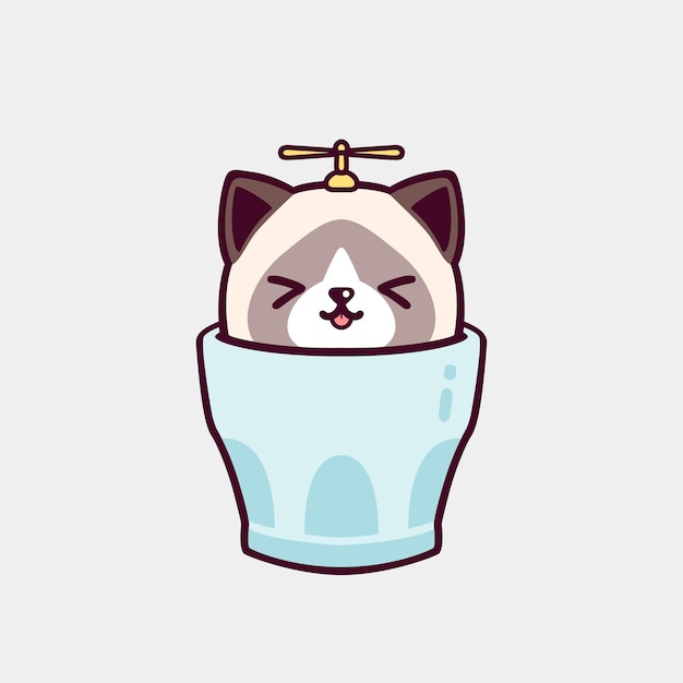 カップの中の可愛い猫のイラスト