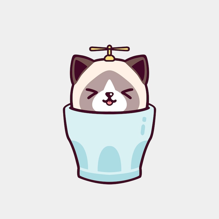 Vector カップの中の可愛い猫のイラスト